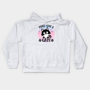 Peace, Love and Cats a Kids Hoodie